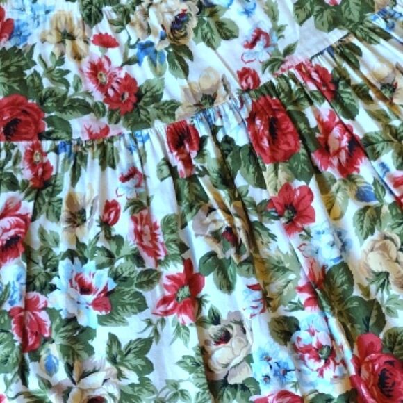 VTG 90s Colorful Floral High Waist Pull On Pleated Midi Skirt *fits like Med - Picture 5 of 16